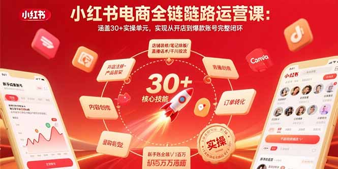 小红书电商全链路运营课：涵盖30+实操单元，实现从开店到爆款账号完整闭环-轻资本网