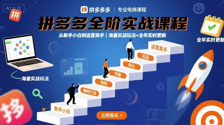 拼多多全阶实战课程，从新手小白到运营高手，海量实战玩法+全年实时更新【2025年10月更新】-轻资本网