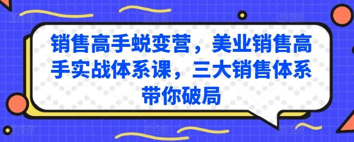 销售高手蜕变营，美业销售高手实战体系课，三大销售体系带你破局-轻资本网