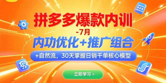 拼多多爆款内训-7月 内功优化+推广组合+自然流 30天掌握日销千单核心模型-轻资本网
