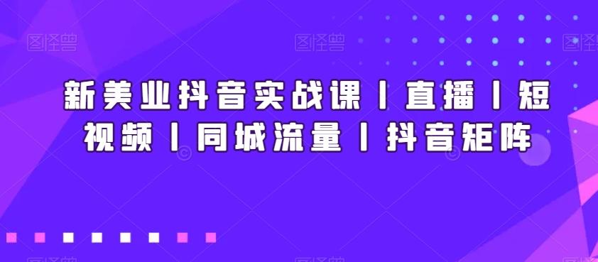 新美业抖音实战课丨直播丨短视频丨同城流量丨抖音矩阵-轻资本网