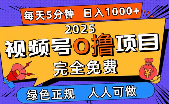 2025视频号0撸项目，5分钟一个号，日入1000+，人人可做-轻资本网