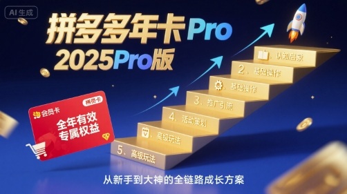 拼多多年卡2025Pro版，五大板块从认知到基础、从推广到活动、从活动到玩法-轻资本网