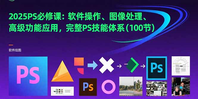 2025PS必修课：软件操作、图像处理、高级功能应用，完整PS技能体系(100节-轻资本网