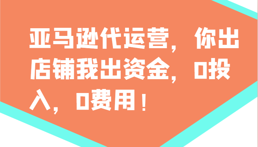 亚马逊代运营，你出店铺我出资金，0投入，0费用，无责任每天300分红，赢亏我承担-轻资本网