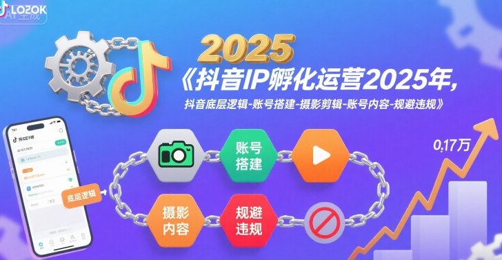 抖音IP孵化运营2025年，抖音底层逻辑-账号搭建-摄影剪辑-账号内容-规避违规-轻资本网