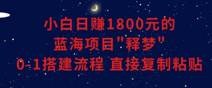 小白能日赚1800元的蓝海项目”释梦”0-1搭建流程可直接复制粘贴长期做【揭秘】-轻资本网