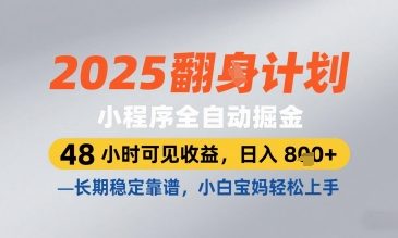 2025小程序全自动掘金，48 小时可见收益，日入8张，长期稳定靠谱，小白宝妈轻松上手【揭秘】-轻资本网