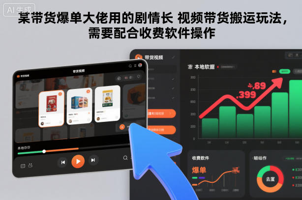 某带货爆单大佬用的剧情长视频带货搬运玩法，需要配合收费软件操作-轻资本网