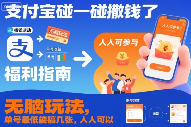 支付宝碰一碰撒钱了，无脑玩法，单号最低能搞几张，人人可以撸【揭秘】-轻资本网