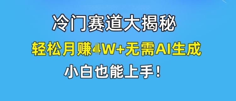 冷门赛道大揭秘，轻松月赚1W+无需AI生成，小白也能上手【揭秘】-轻资本网