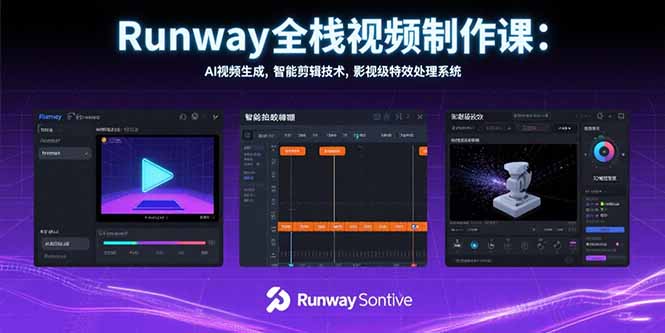 Runway全栈视频制作课：AI视频生成，智能剪辑技术，影视级特效处理系统-轻资本网