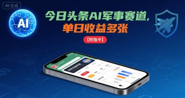 今日头条AI军事赛道，单日收益多张 ，手机可做【附指令】-轻资本网