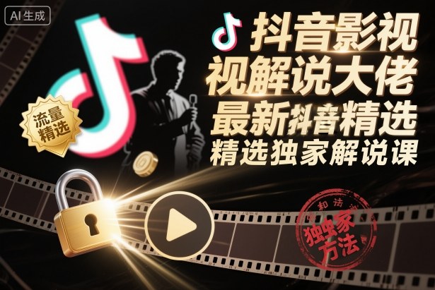 抖音影视解说大佬最新抖音进精选和独家方法，精选独家解说课(更新11月)-轻资本网
