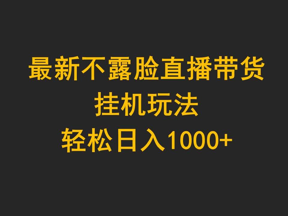 (9897期)最新不露脸直播带货，挂机玩法，轻松日入1000+-轻资本网