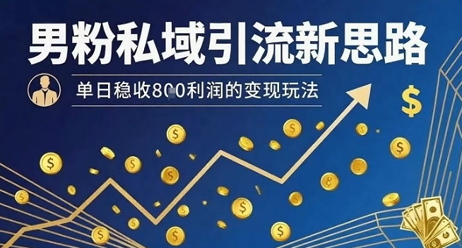 男粉私域引流新思路，单日稳收8张利润的变现玩法-轻资本网