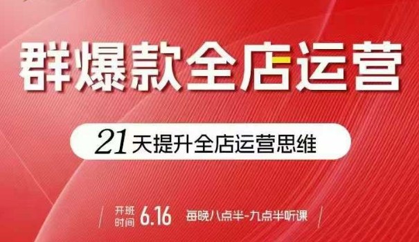 贾真电商群爆款全店运营，21天提升全店运营思维，起店、全店运营爆款不断-轻资本网