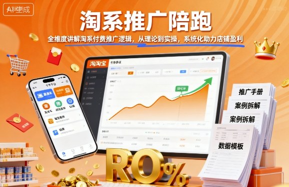 淘系推广陪跑，全维度讲解淘系付费推广逻辑，从理论到实操，系统化助力店铺盈利-轻资本网