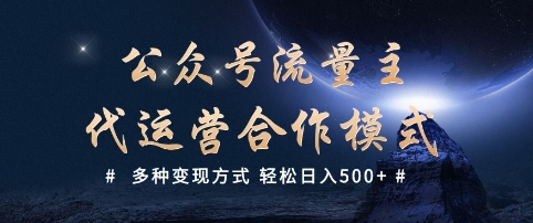 公众号流量主代运营  多种变现方式 轻松日入5张【揭秘】-轻资本网