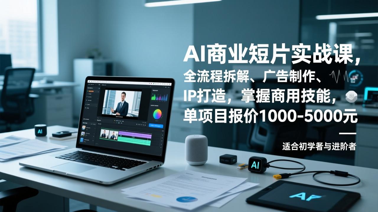 AI商业短片实战课，全流程拆解、广告制作、IP打造，掌握商用技能，单项目报价1000-5000元-轻资本网