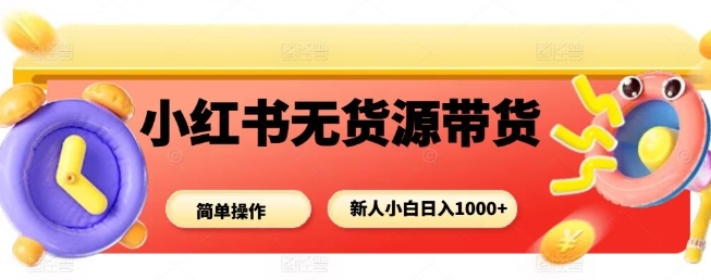 小红书无货源带货项目，简单无脑，新人小白日入多张-轻资本网