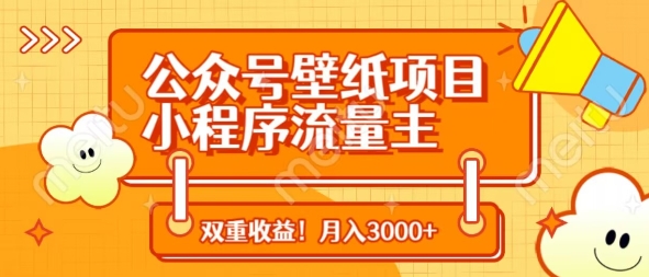 公众号壁纸项目，小程序流量主双收益，月入3000+-轻资本网
