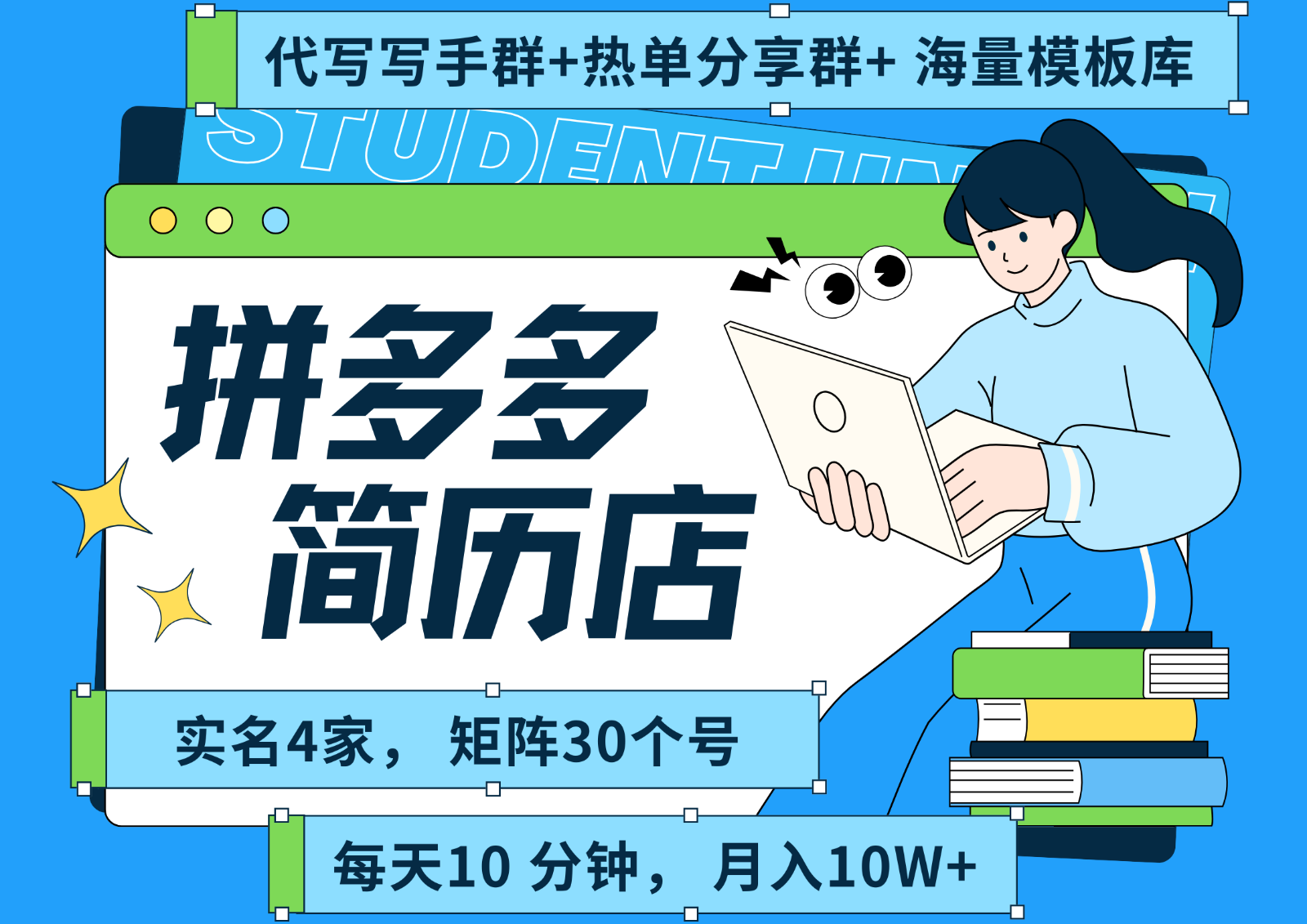 拼多多电商 拼多多 虚拟资料 简历 海报代写 全SOP流程 毫无保留分享(含后端资料)-轻资本网