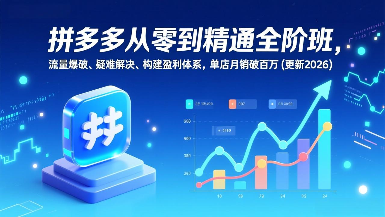 拼多多从零到精通全阶班，流量爆破、疑难解决，构建盈利体系，单店月销破百万(更新2026-轻资本网