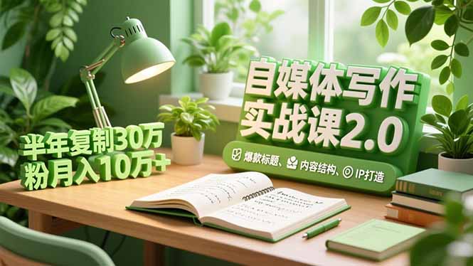 自媒体写作实战课2.0，爆款标题、内容结构、IP打造，半年复制30万粉月入10万+-轻资本网