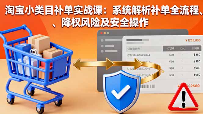 淘宝小类目补单实战课：系统解析补单全流程、降权风险及安全操作-轻资本网