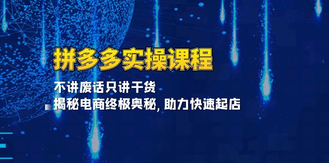 拼多多实操课程：不讲废话只讲干货, 揭秘电商终极奥秘,助力快速起店-轻资本网