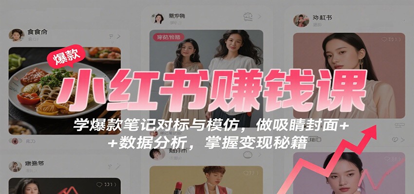 小红书赚钱课：学爆款笔记对标与模仿，做吸睛封面 + 数据分析，掌握变现秘籍-轻资本网