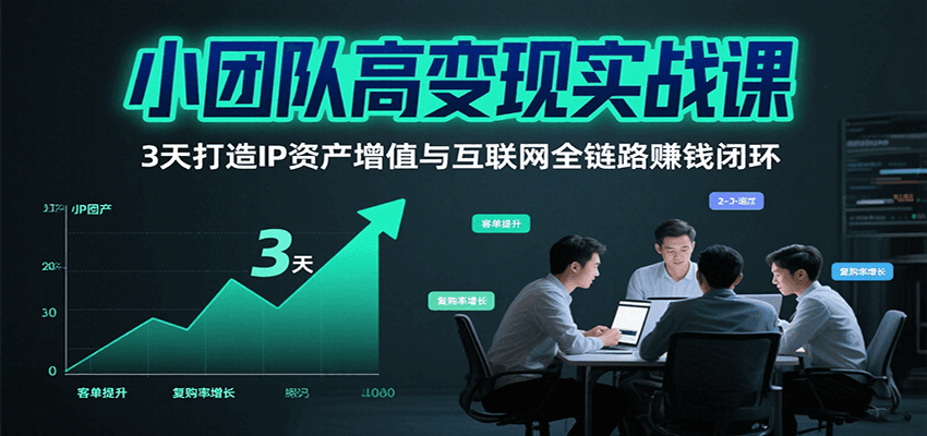 小团队高变现实战课，3天打造IP资产增值与互联网全链路赚钱闭环(第二期)-轻资本网