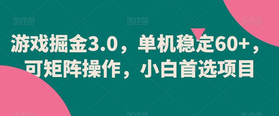 游戏掘金3.0，单机稳定60+，可矩阵操作，小白首选项目【揭秘】-轻资本网