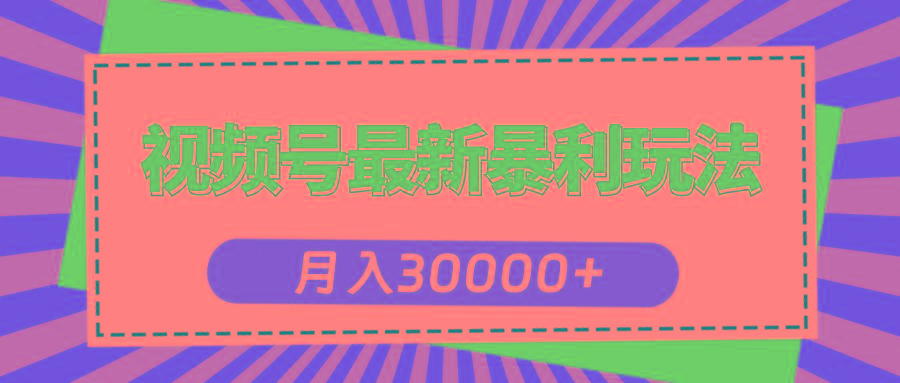 视频号最新暴利玩法，轻松月入30000+-轻资本网