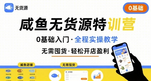无货源特训营，0基础带你玩转咸鱼无货源-轻资本网