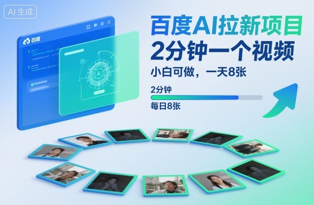 百度AI拉新项目，2分钟一个视频，小白可做，一天8张【附案例+保姆级教程】-轻资本网