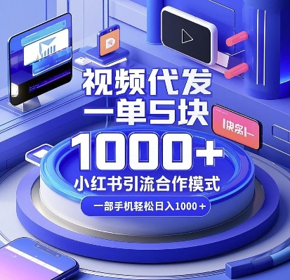 视频代发，一单5块，小红书引流合作模式，一部手机轻松日入多张【揭秘】-轻资本网