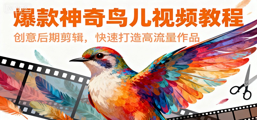 爆款神奇鸟儿视频教程，创意后期剪辑，快速打造高流量作品-轻资本网