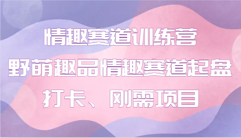 情趣赛道训练营 野萌趣品情趣赛道起盘打卡、刚需项目-轻资本网
