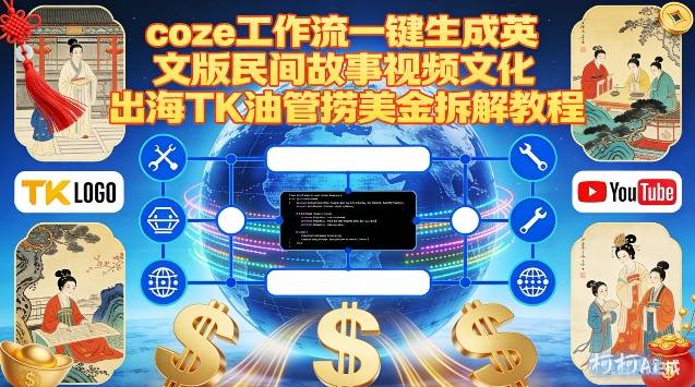 Coze扣子工作流一键生成英文版民间故事视频，文化出海TK油管捞美金拆解教程-轻资本网