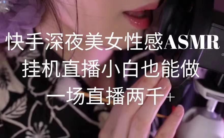 快手深夜美女性感ASMR挂机直播，小白也能做，一场直播两千+-轻资本网