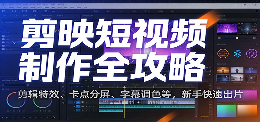 剪映短视频制作全攻略：剪辑特效、卡点分屏、字幕调色等，新手快速出片-轻资本网