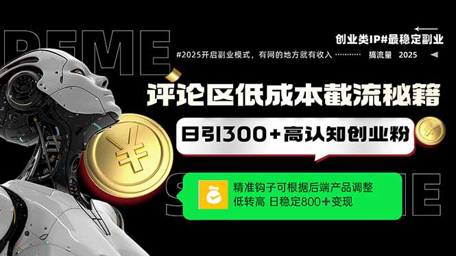 评论区低成本引流秘籍，精准钩子直击用户，单账号日增300+创业粉，日稳…-轻资本网