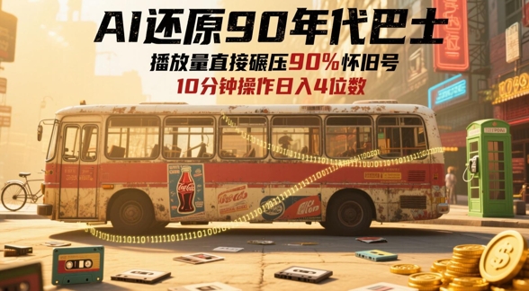 AI还原90年代巴士，一帧就让70后泪崩，播放量直接碾压90%怀旧号，每天操作十分钟，日入四位数-轻资本网