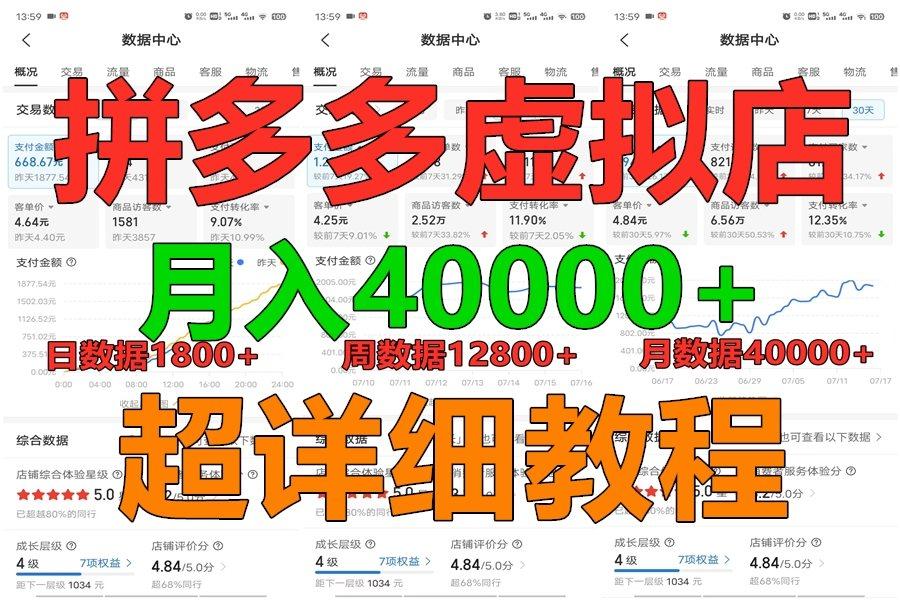 拼多多虚拟电商训练营月入40000+，全网最详细，你做你也行，暴利稳定长久-轻资本网
