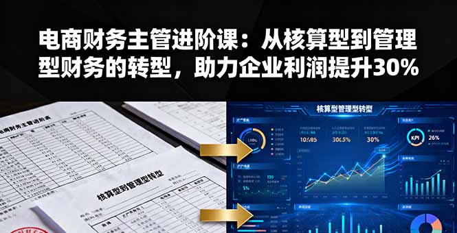 电商财务主管进阶课：从核算型到管理型财务的转型，助力企业利润提升30%-轻资本网