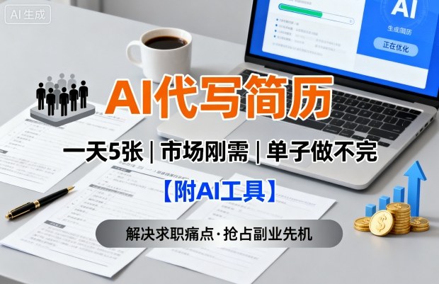 AI代写简历，一天5张，今年找工作难，市场刚需，单子做不完【附AI工具】-轻资本网