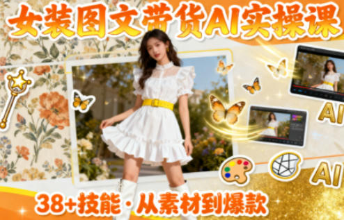 女装图文带货的AI实操课，覆盖38个实用技能，快速提升素材制作效率-轻资本网