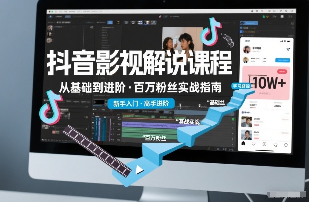 抖音百万粉丝影视解说课程，基础到进阶课，适合新手和进阶学习-轻资本网